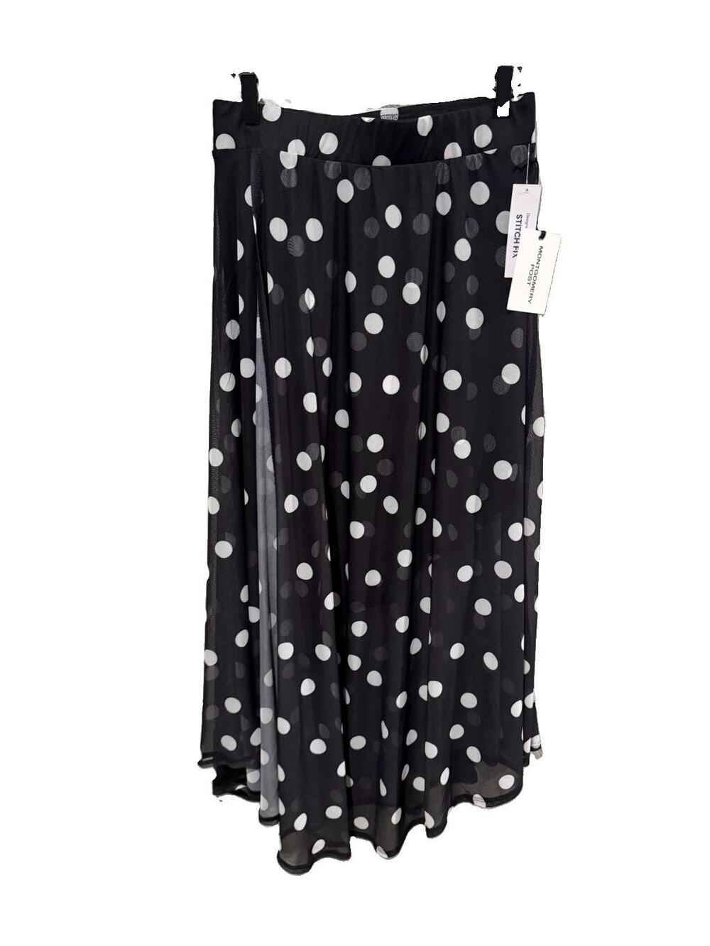 Montgomery Post Veronica Maxi Skirt Polka Dot Black And White Women’s Size Large